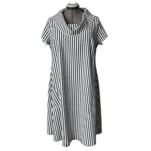Blue Sky striped Linen blend dress with pockets L